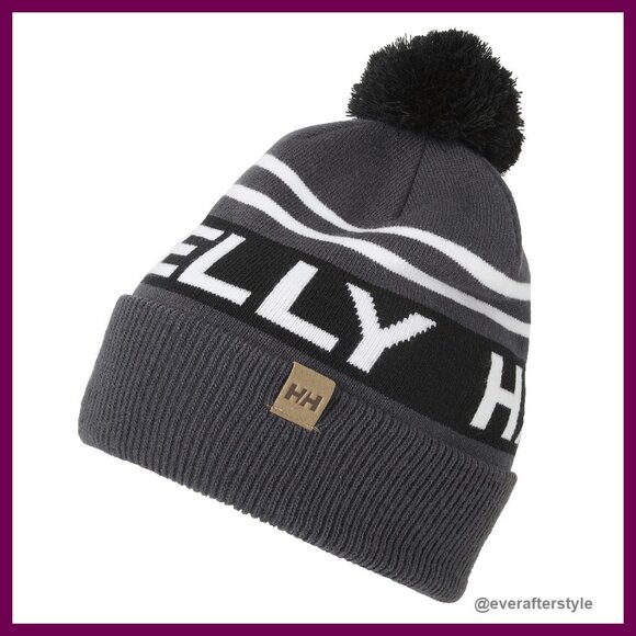 Retro Pom-Pom Beanie Soft Acrylic Spandex Blend Fitted Ski Bum Style